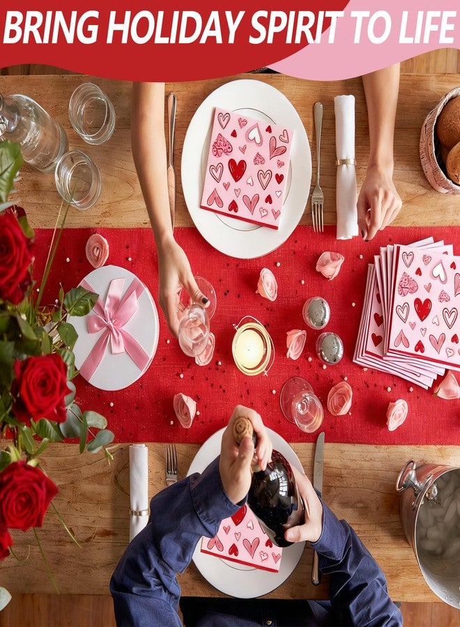 Merriva 50 Count Valentine’s Day Heart Napkins, Disposable Paper Napkins with Red and Pink Heart Design for Romantic Dinners, Bridal Showers, Galentine’s Parties, and Love-Themed Decorations - Image 4